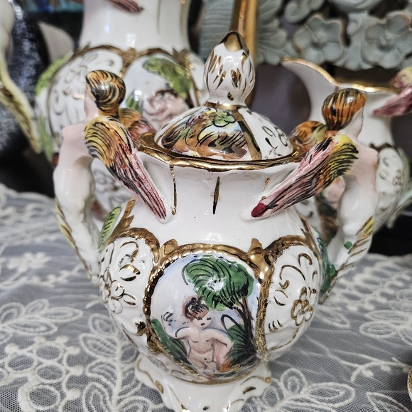 Vintage 1930s/40s porcelain Capodimonte coffee set .Made in Italy, Rare exquisit - Picture 3 of 17